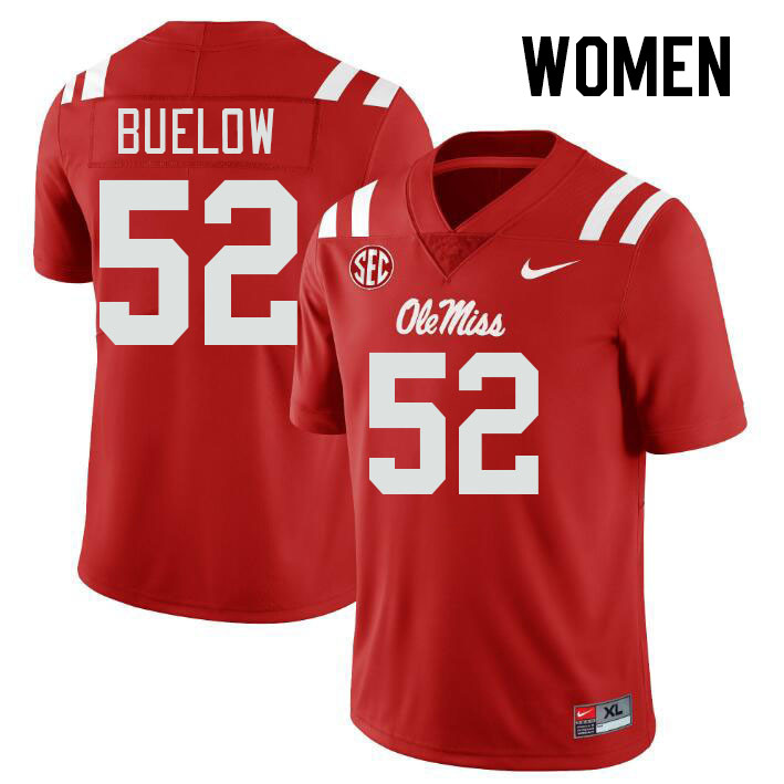 Women #52 Julius Buelow Ole Miss Rebels College Football Jerseys Stitched-Red